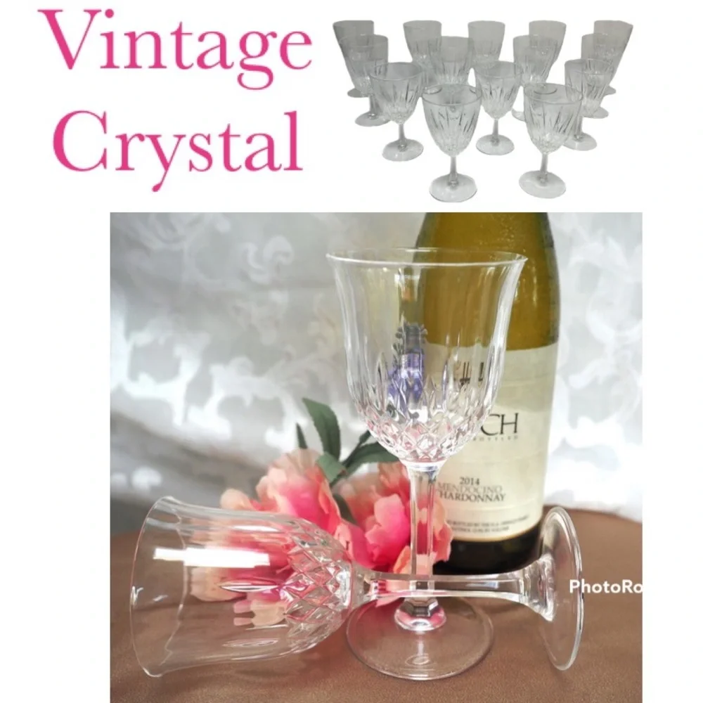 Vintage Crystal Stemware Goblets Wine Water Glass Similar To Waterford Lismore